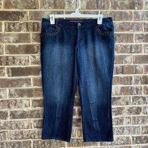 GLO Women's Mid Rise Cropped Beaded Jeans Blue Size 13